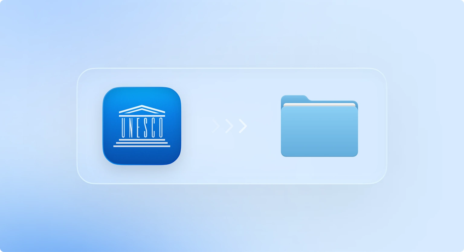 UNESCO app tile transferring a workflow into a desktop folder