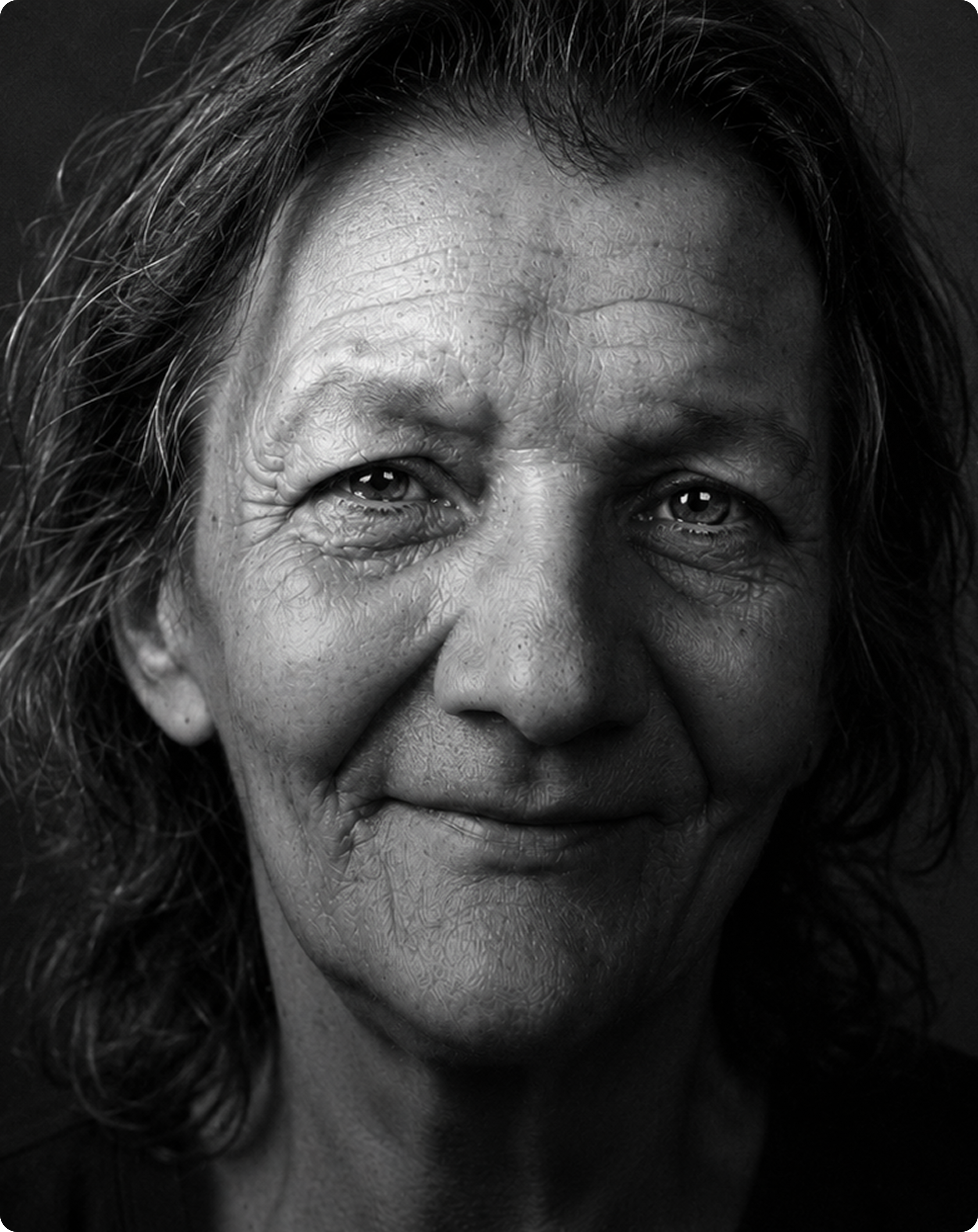 Black-and-white portrait of Evanda Arruda