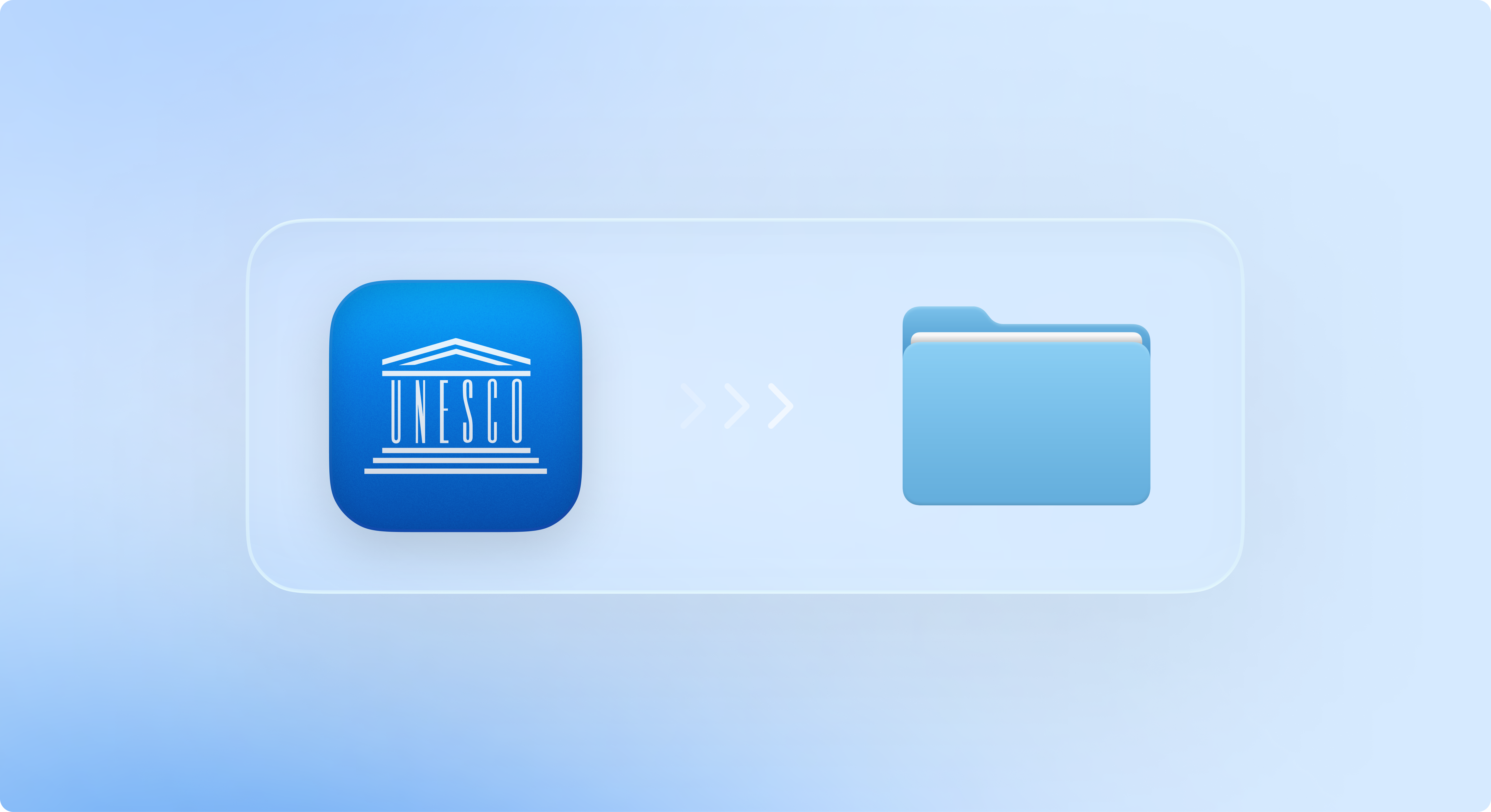 UNESCO app tile transferring a workflow into a blue folder